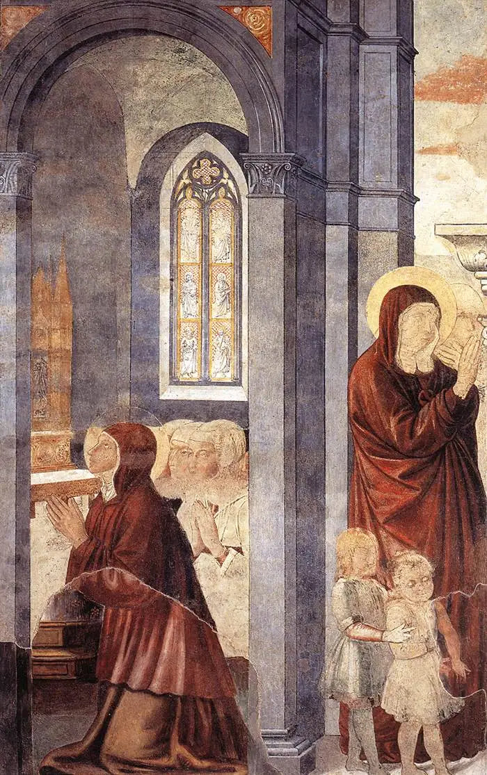 Saint Augustin lämnar sin mor (scen 3, östväggen) - Benozzo Gozzoli