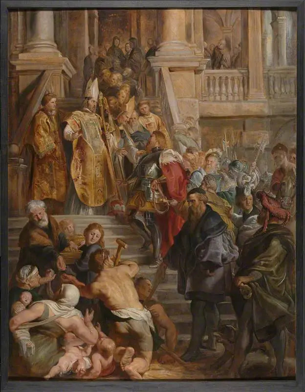 Saint Bavon mottas av de heliga Amand och Floribert - Peter Paul Rubens