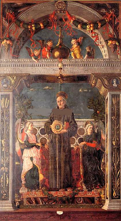 Saint Bernardin de Sienne och två änglar (Mantegna) - Andrea Mantegna