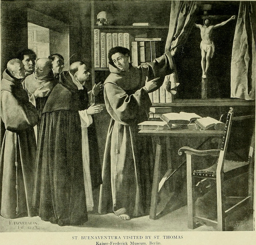 Saint Bonaventure och Saint Thomas av Aquino framför korset - Francisco de Zurbarán