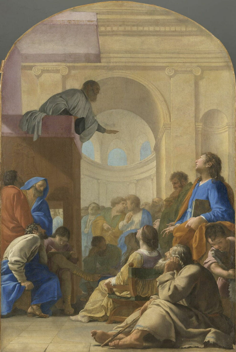 Saint Bruno deltar i Raymond Diocres predikan - Eustache Le Sueur