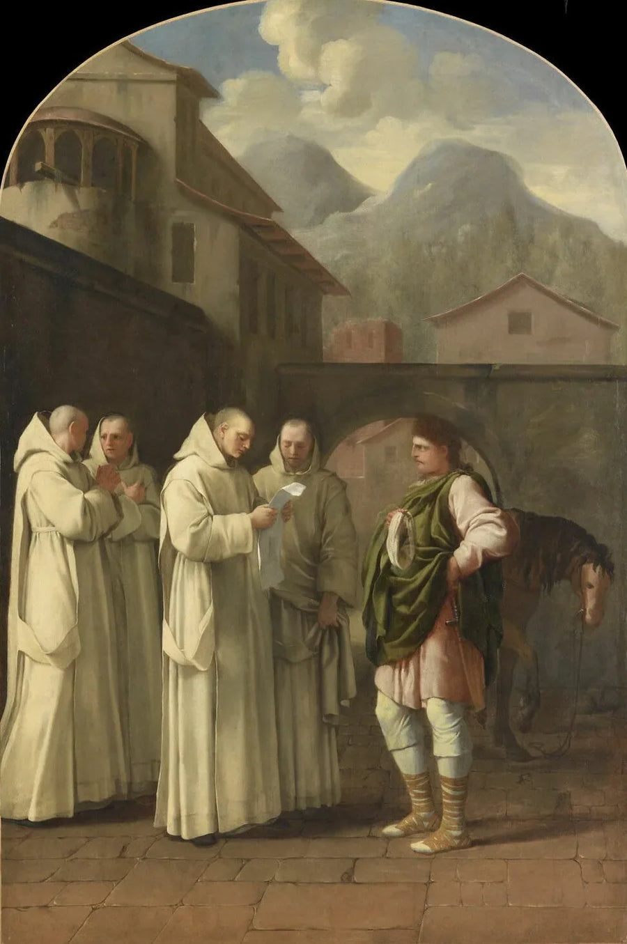 Saint Bruno får ett meddelande från påven - Eustache Le Sueur
