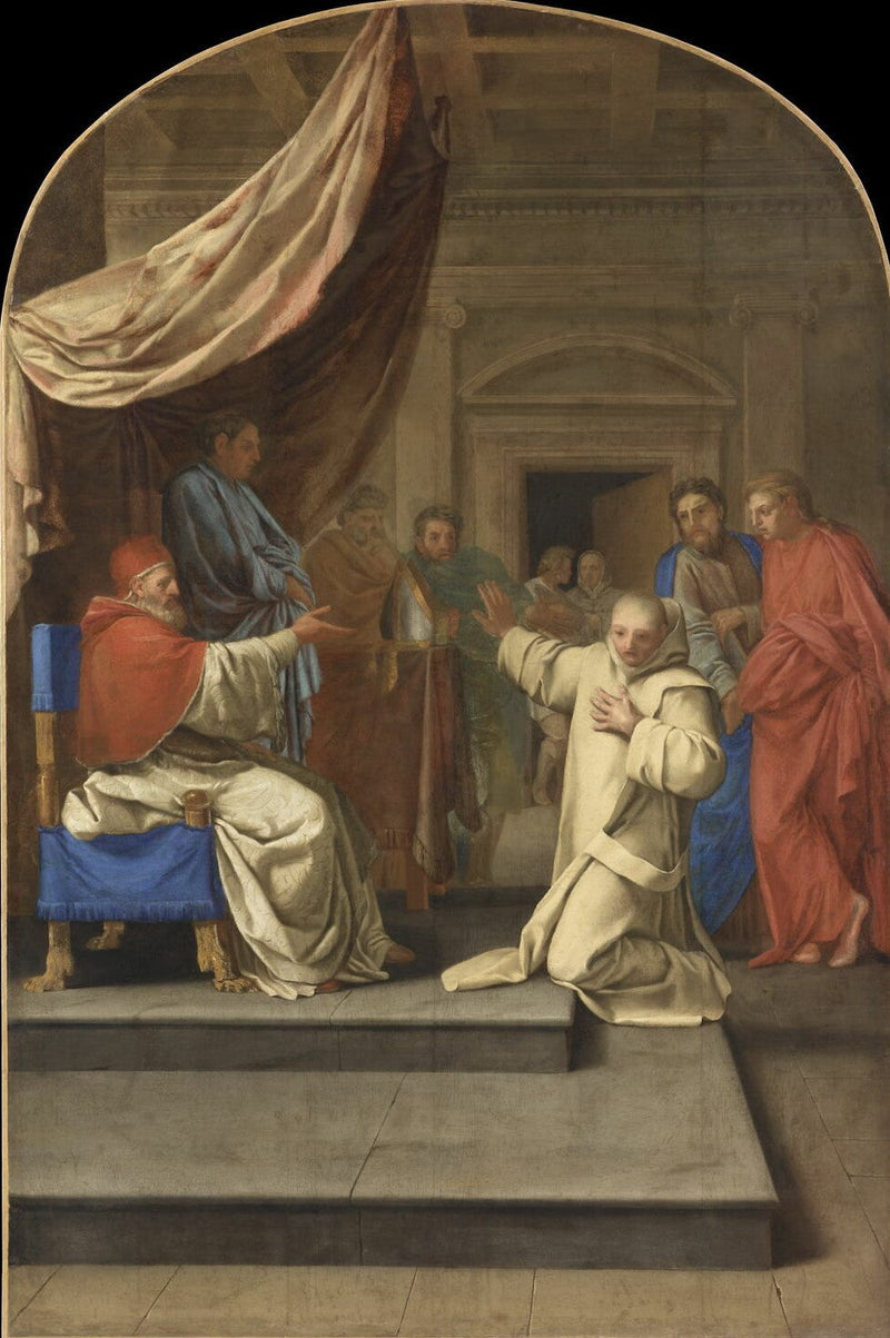 Saint Bruno avvisar ärkebiskopsämbetet i Reggio som Urban II erbjuder honom - Eustache Le Sueur