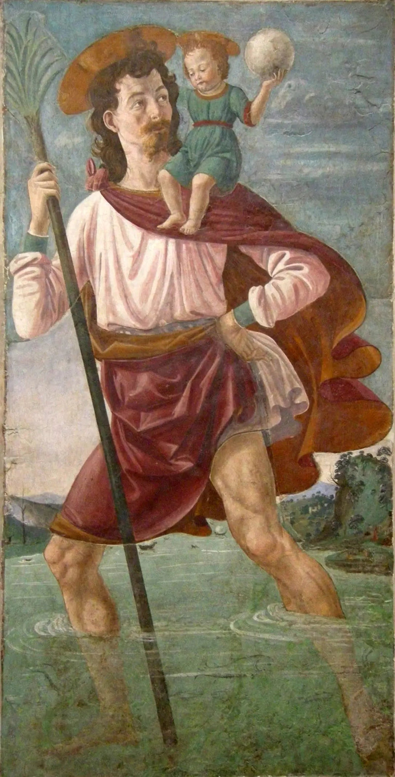 Saint Christophe bär den lille Jesusbarnet - Domenico Ghirlandaio