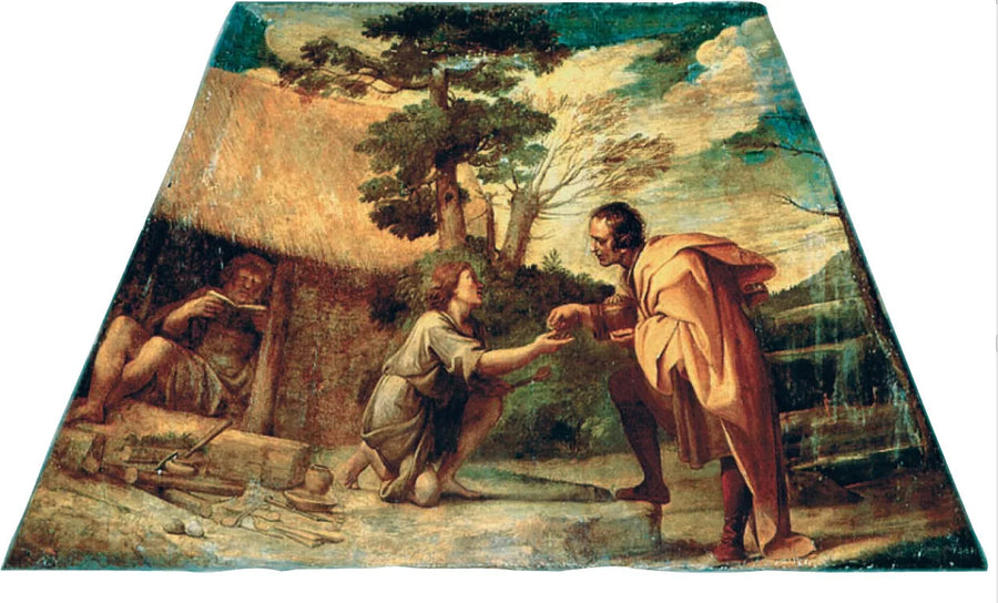 Saint Didaque d'Alcalá mottar allmose - Annibale Carracci