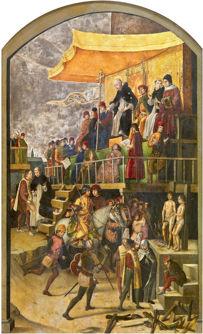 Saint Dominique presidierar en autodafé - Pedro Berruguete