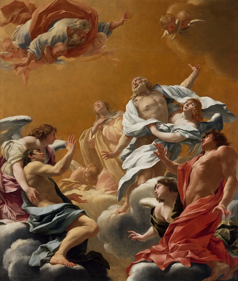 Saint Eustache och hans familj fördes till himlen - Simon Vouet
