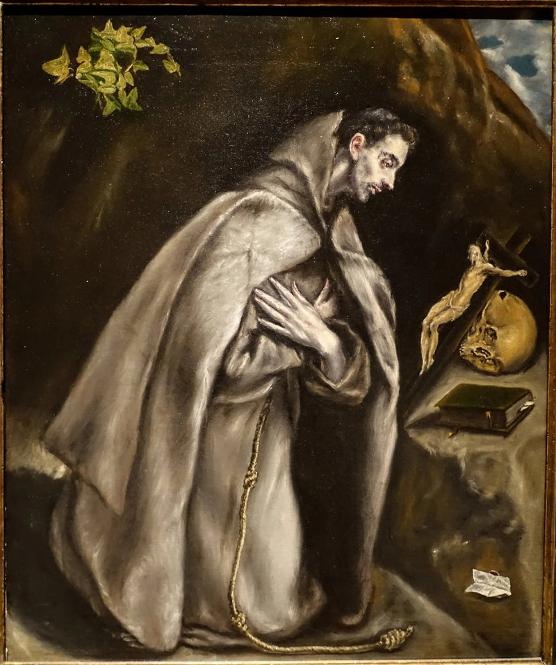 Saint François knäböjande i meditation - El Greco