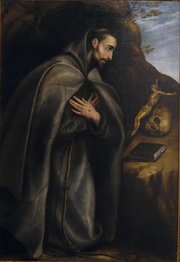 Saint François knäböjande i meditation - El Greco