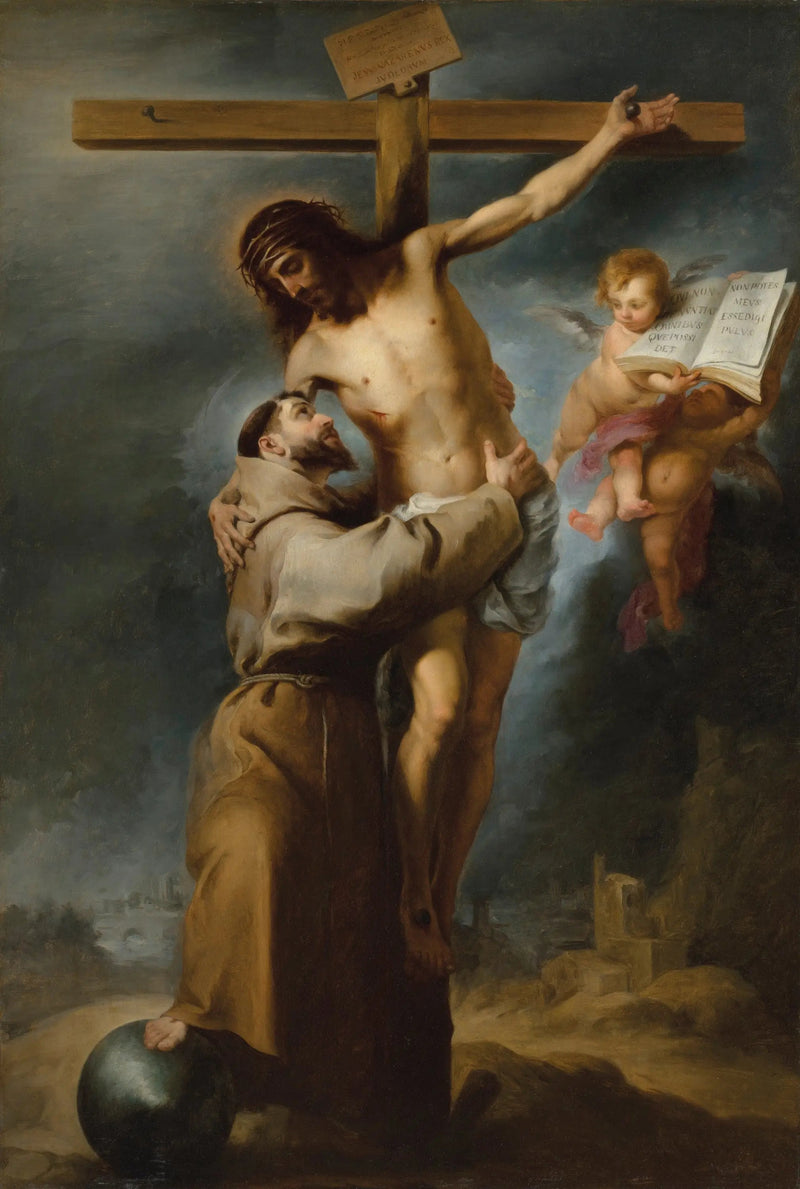 Sankt Franciskus av Assisi som kysser den korsfäste Kristus - Bartolomé Esteban Murillo