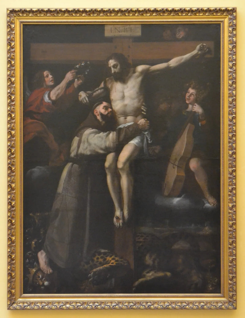 Saint François d'Assise som kysser Kristus på korset - Francisco Ribalta