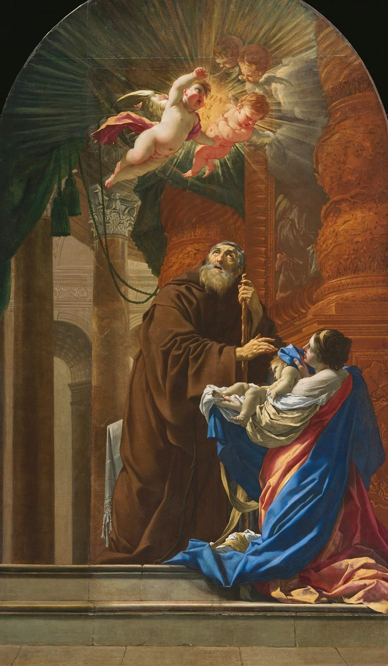 Saint François de Paule väcker sin systers barn till liv - Simon Vouet