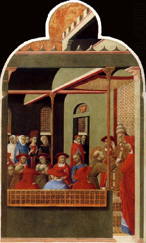 Saint François framför påven Honorius III - Stefano di Giovanni (Sassetta)