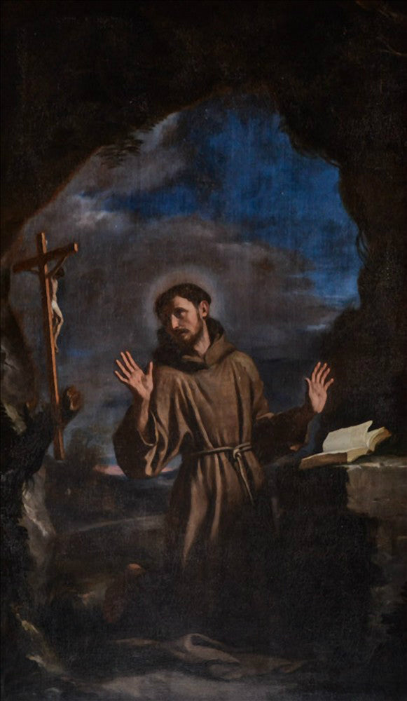 Saint François i tillbedjan av korsfästet - Guercino