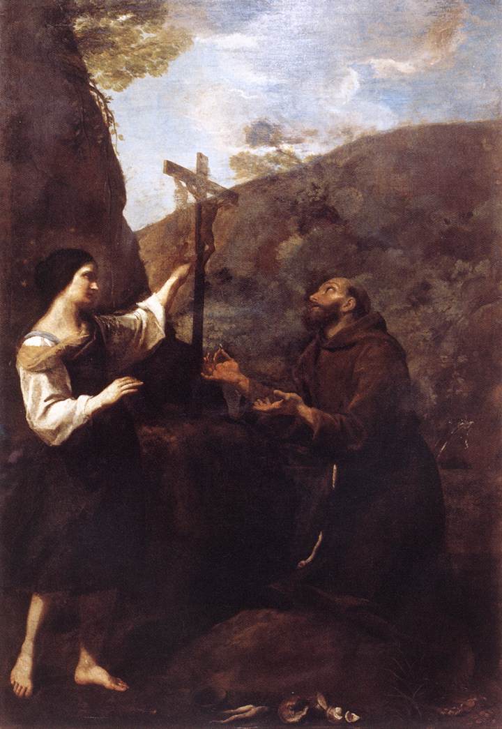 Saint François gifte sig med fattigdomen - Andrea Sacchi