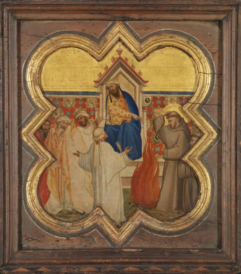 Saint François och prövningen av elden inför sultanen - Taddeo Gaddi