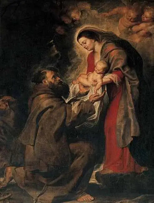 Sankt Franciskus mottar barnet Kristus - Peter Paul Rubens