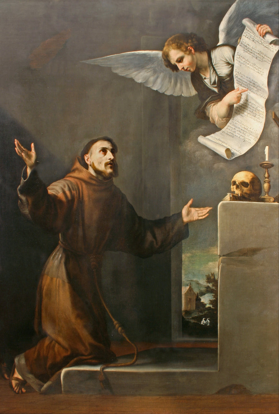 Saint François mottar de sju privilegier av Ängeln - Jusepe de Ribera