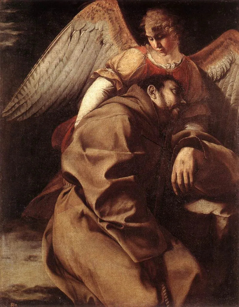 Saint François stödd av en ängel - Orazio Gentileschi