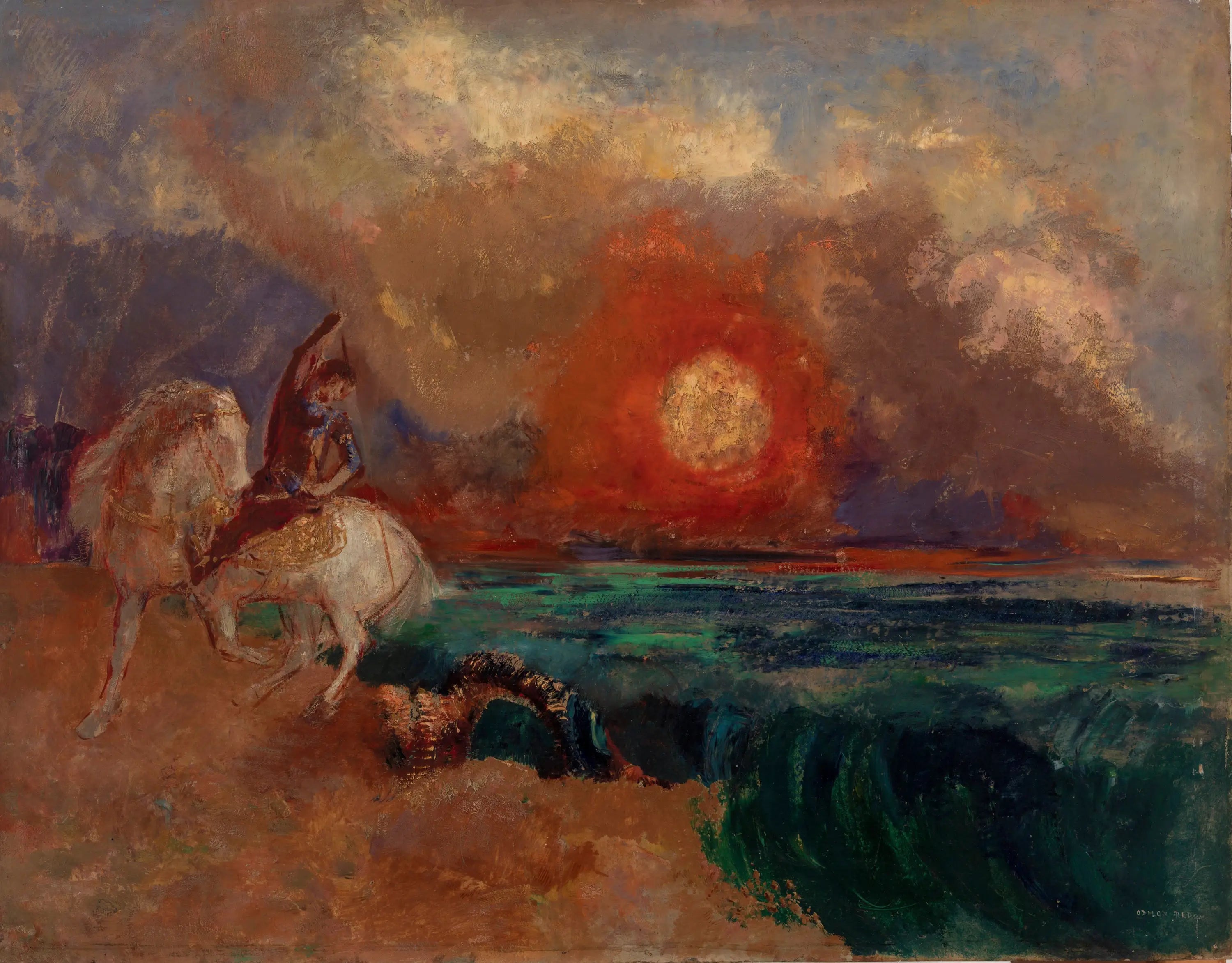 Saint Georges et le Dragon (Saint Georges et le dragon) - Odilon Redon - Alpha Reproduction