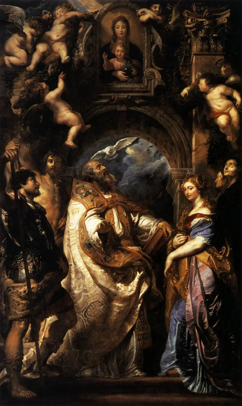 Saint Gregorius den Store med helgon - Peter Paul Rubens