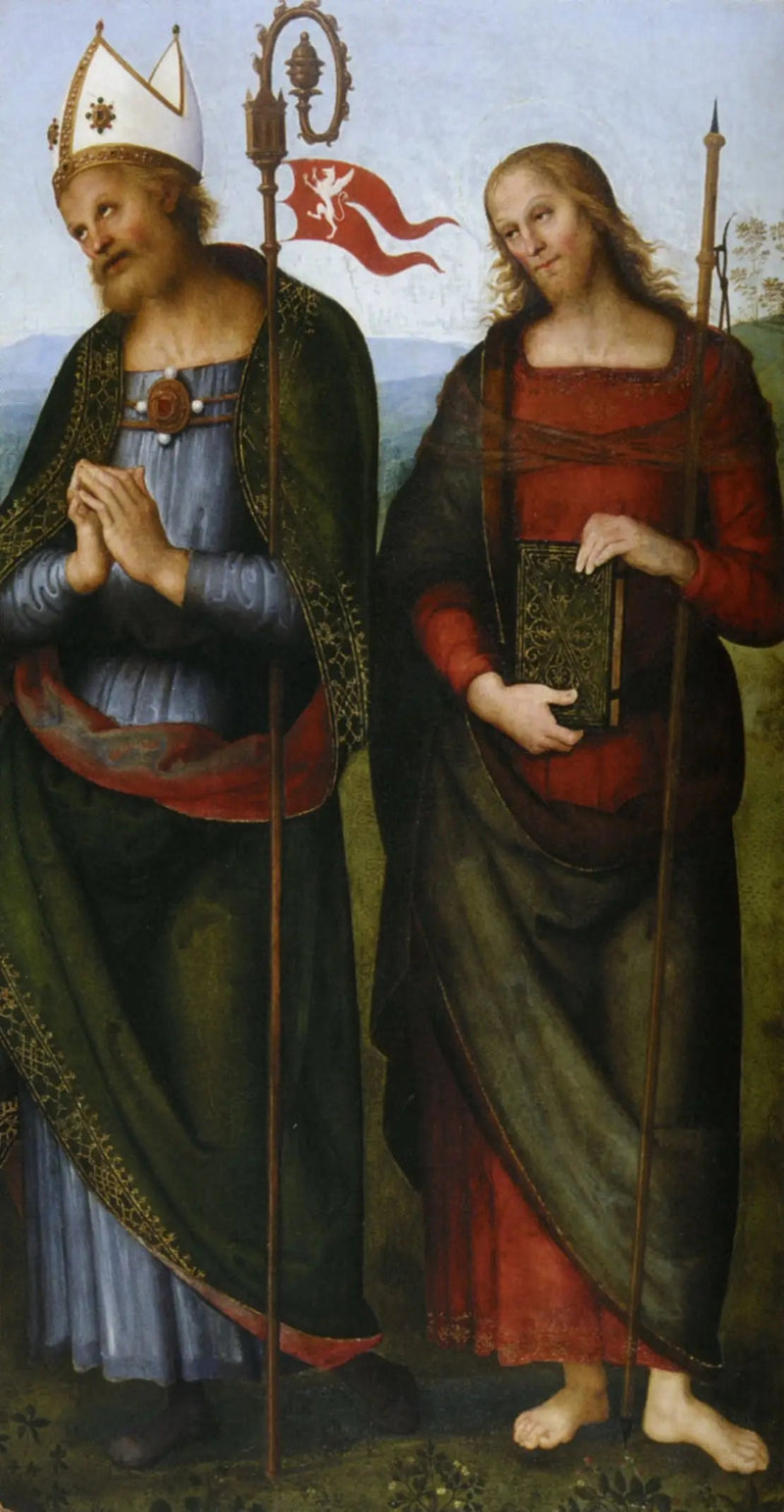 Saint Herculan och Saint Jacques le Majeur - Pietro Perugino