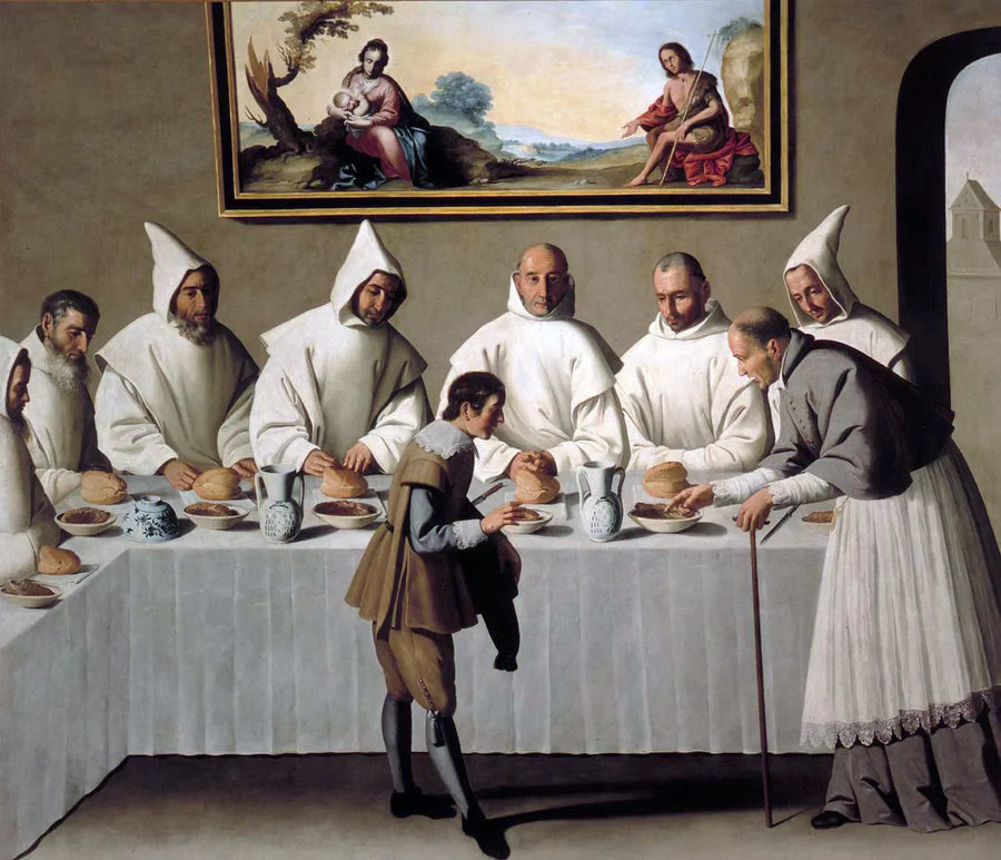 Saint Hugues i klostrets matsal - Francisco de Zurbarán