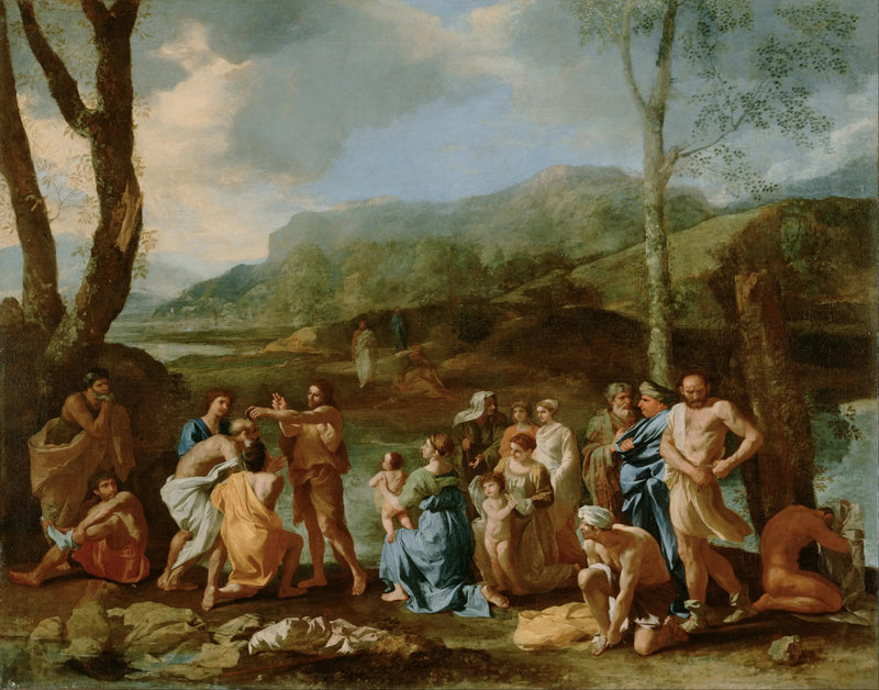 Johannes Döparen döper i Jordanfloden - Nicolas Poussin