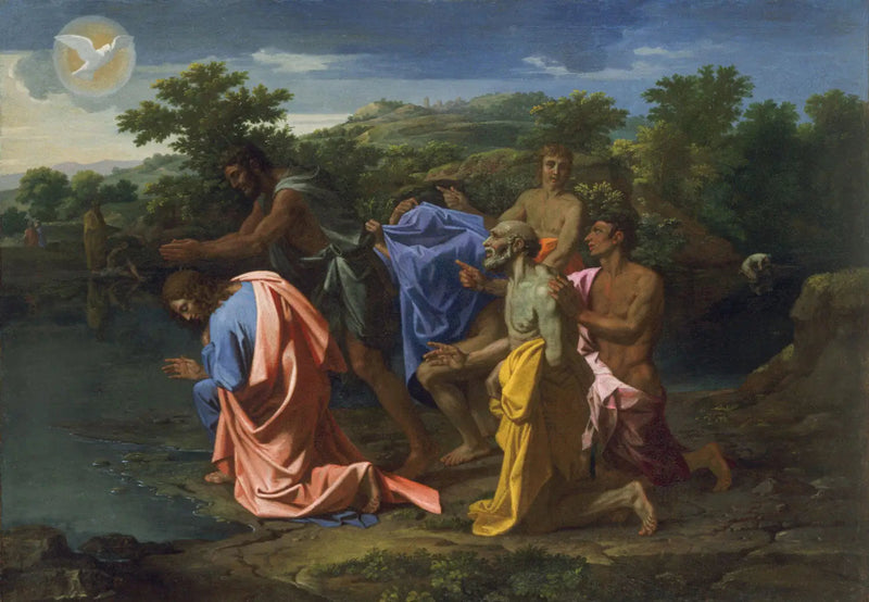 Johannes Döparen döper Kristus - Nicolas Poussin