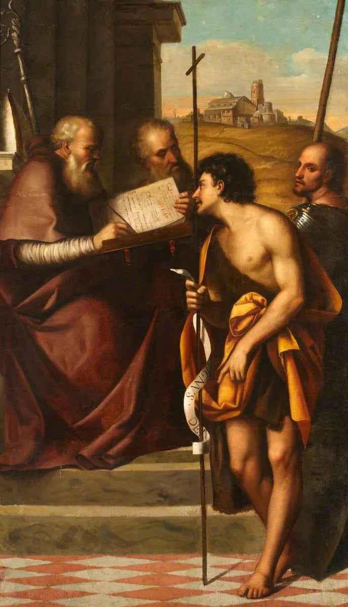 Saint Jean-Baptiste, Saint Jean Chrysostome, Saint Jean Evangelist och Saint Theodore - Sebastiano del Piombo