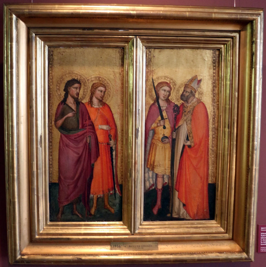 Saint Jean-Baptiste och de heliga Julien, Zénobe och Michel - Bicci di Lorenzo