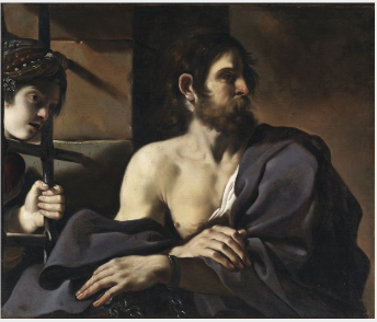 Saint Jean-Baptiste besökt i fängelset av Salomé - Guercino