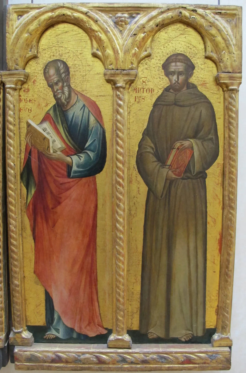 Saint Jean evangelisten och helige Antonius av Padua - Paolo Veneziano