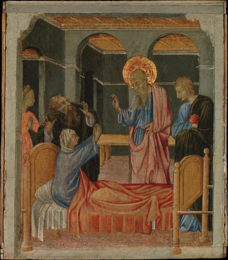 Saint Jean l'Évangéliste lyfter Drusiana - Giovanni di Paolo
