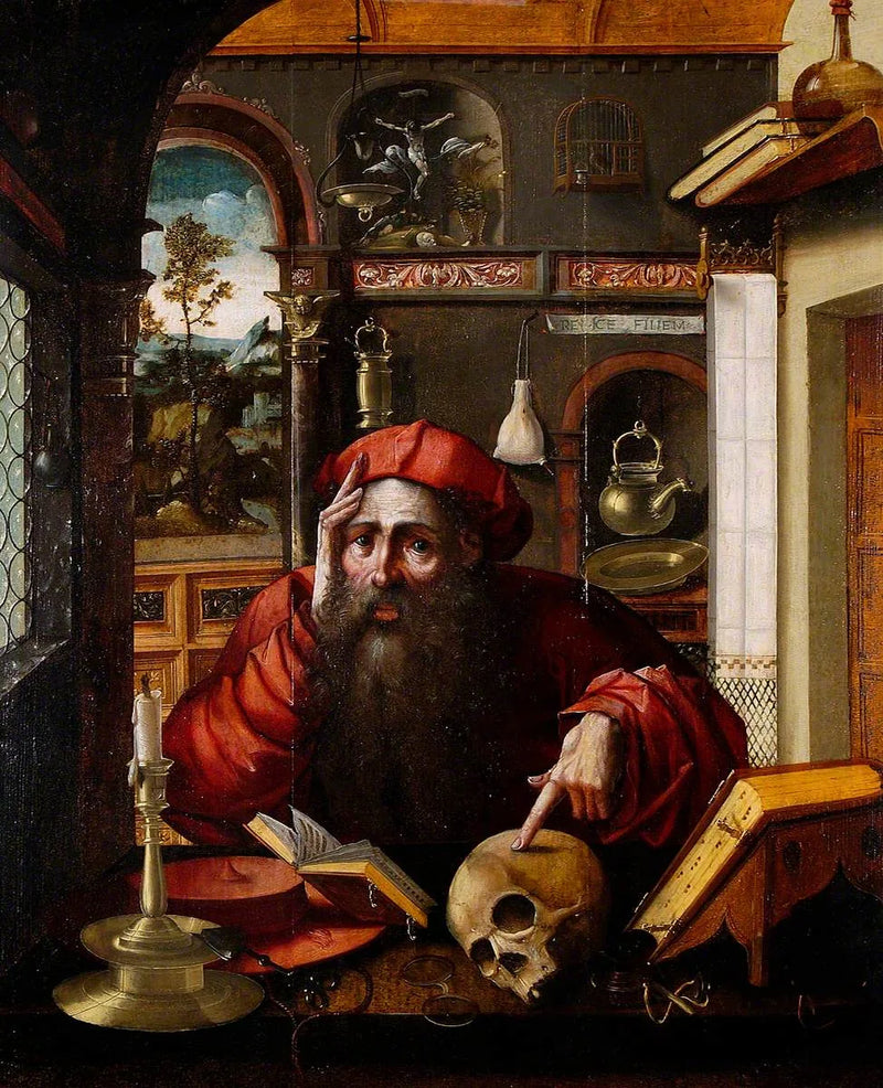 Sankt Jerome med ett skalle (efter Albrecht Dürer) - Marinus van Reymerswale