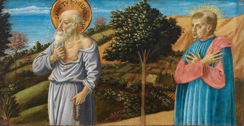 Saint Jérôme och den salige Bartolo Buompedoni från San Giminiano - Benozzo Gozzoli
