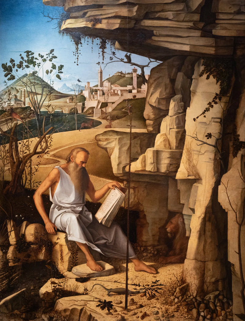 Saint Jérôme läsande i öknen - Giovanni Bellini