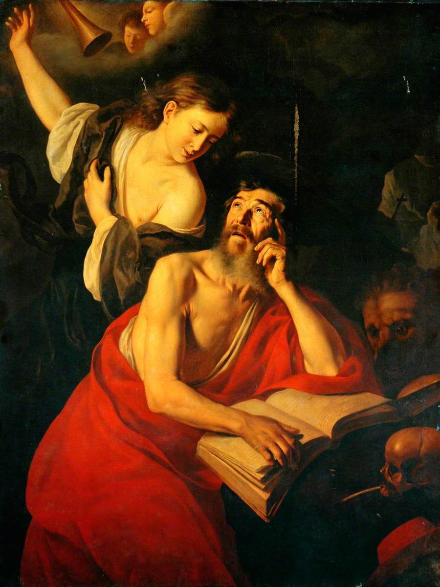 Saint Jérôme besökt av änglar - Jusepe de Ribera