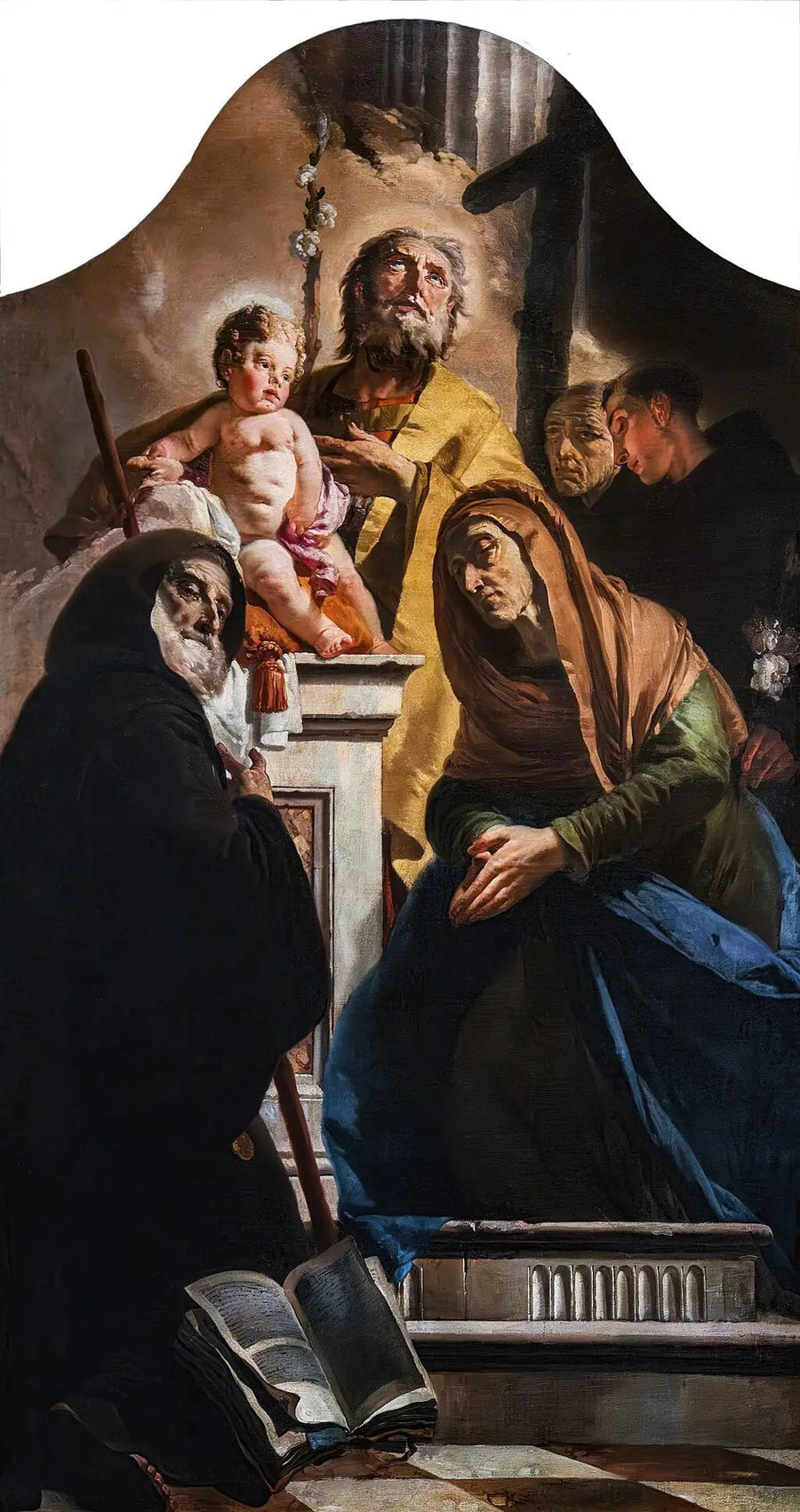 Sankt Josef med Jesusbarnet och helgonen Franciskus av Paula, Anna, Antoine och Petrus av Alcántara - Giovanni Battista Tiepolo
