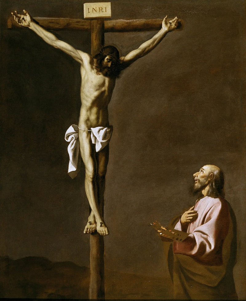 Saint Luc som målare, framför Kristus på korset - Francisco de Zurbarán