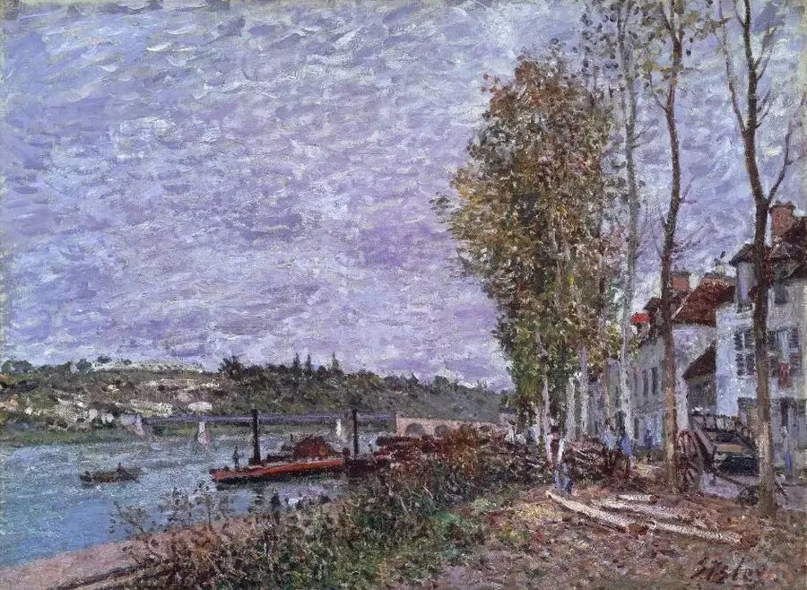 Saint-Mammès, grått väder - Alfred Sisley