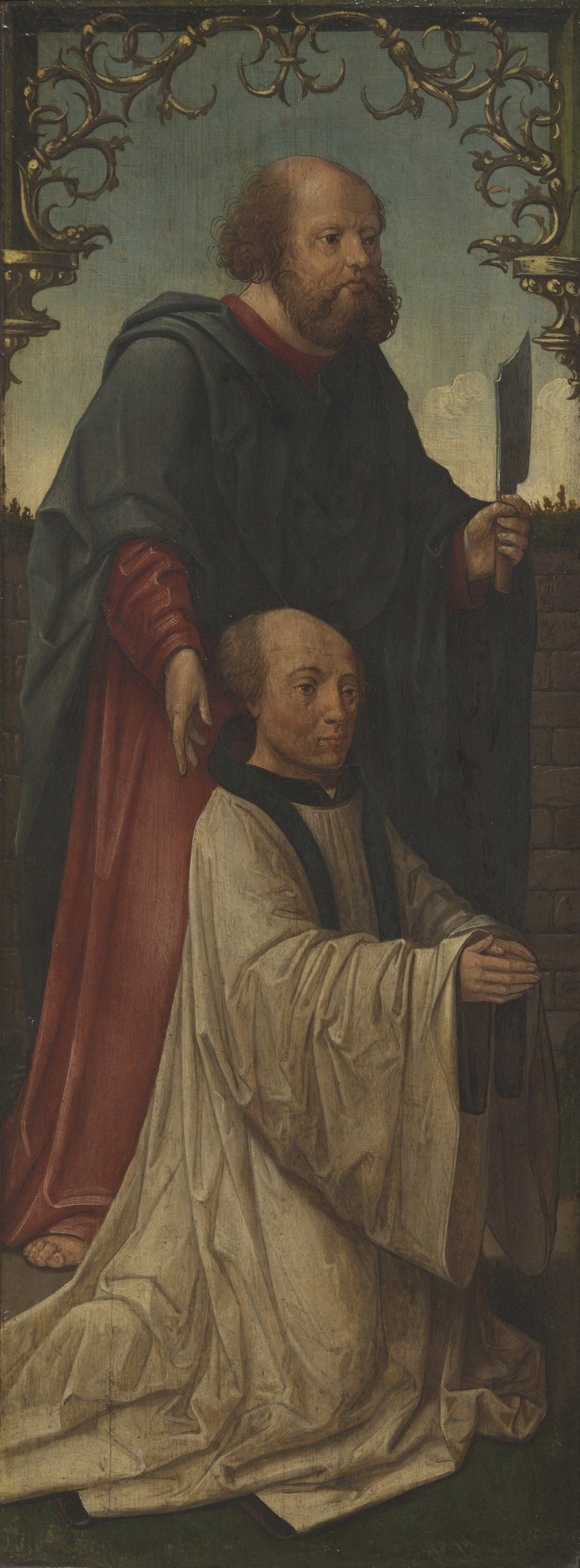 Saint Matthias (?) och en donator; Saint André (på baksidan) - Jacob Cornelisz van Oostsanen