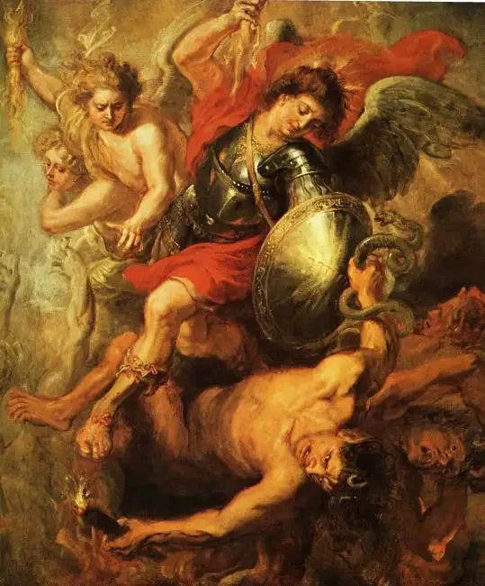 Saint Michel besegrar de upproriska änglarna - Peter Paul Rubens