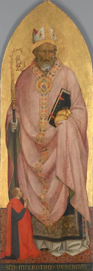 Saint Nicolas de Bari med en donator - Agnolo Gaddi