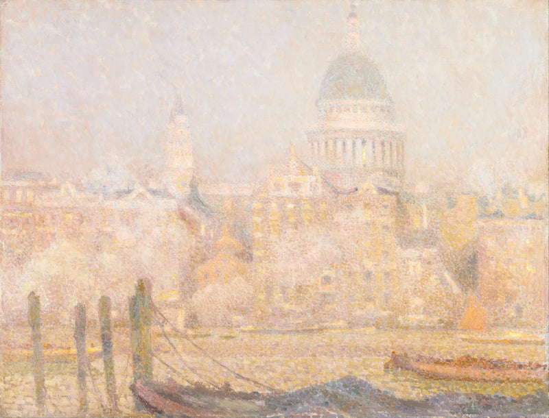 Saint-Paul vy från floden - Morgonsol på vintern - Henri Le Sidaner