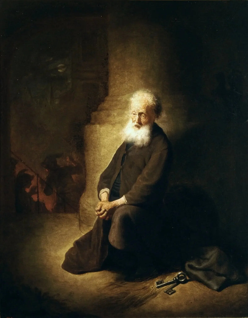 Sankt Peter på knä. - Rembrandt