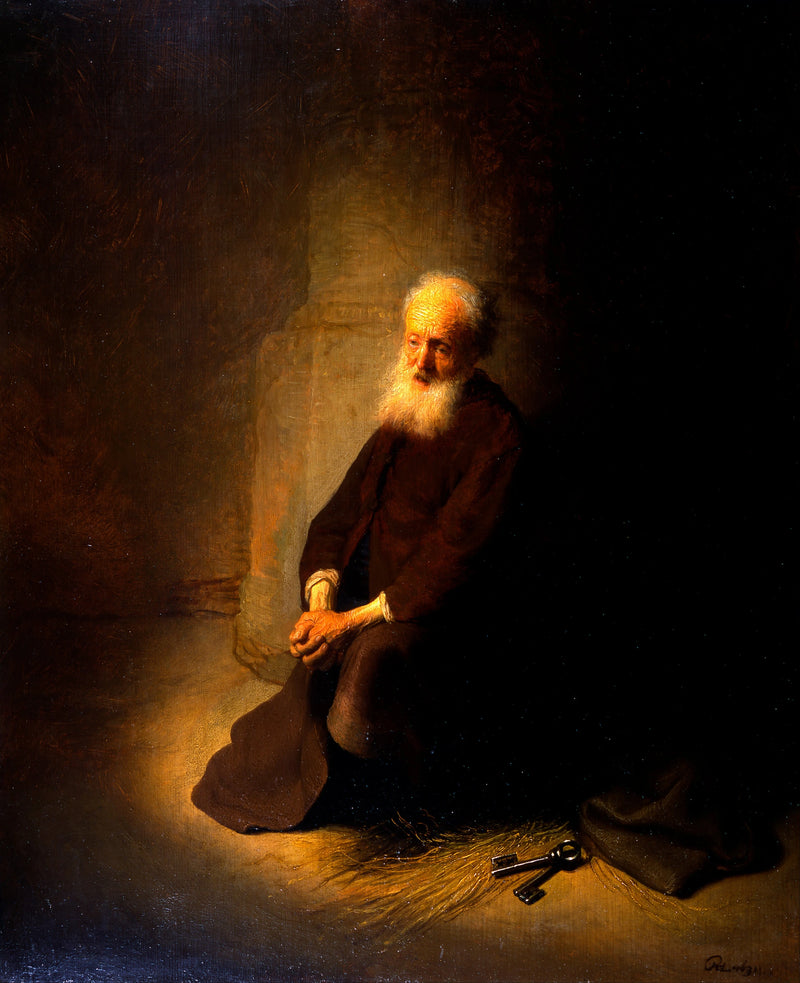 Sankt Peter på knä. - Rembrandt