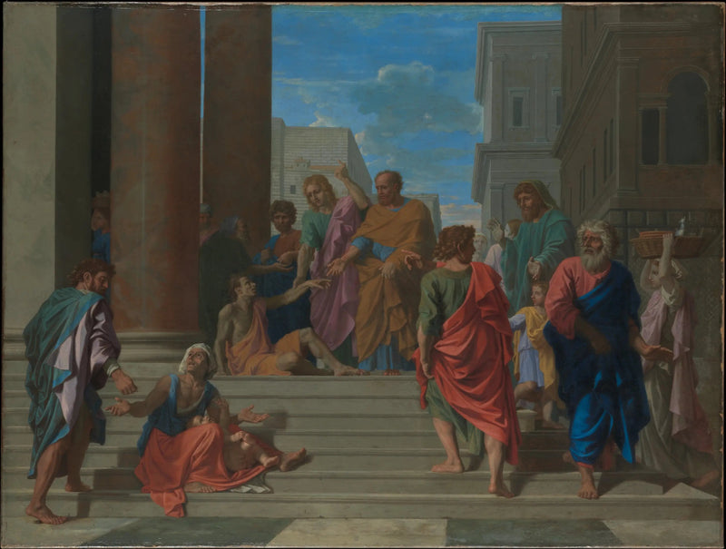 Saint Pierre och Saint Jean botar den lame - Nicolas Poussin