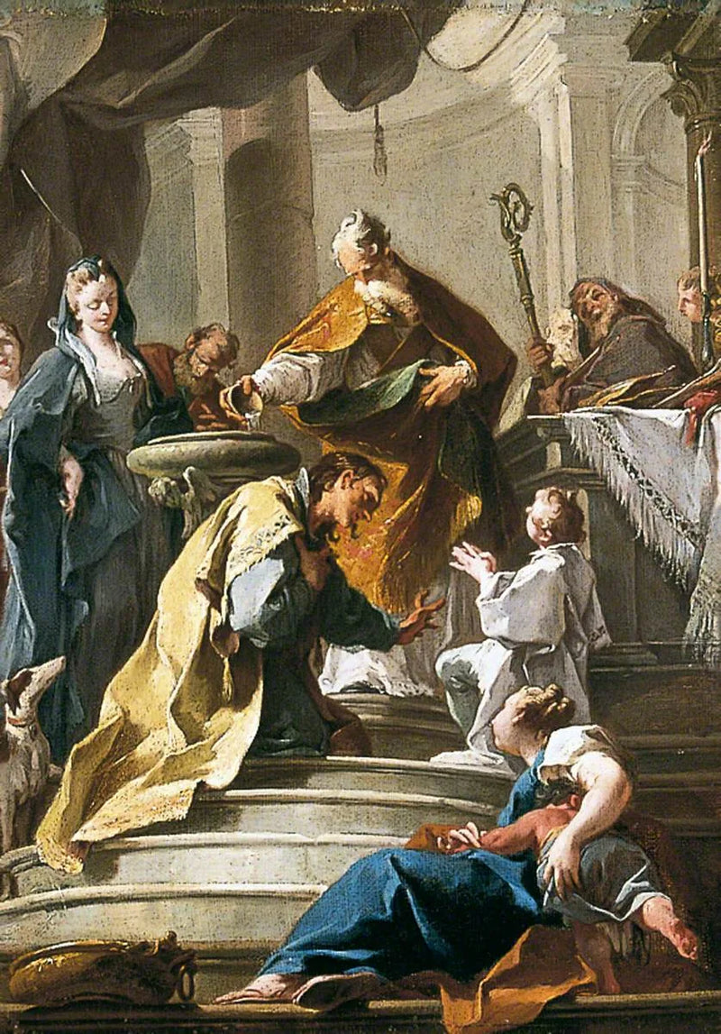 Saint Prosdocime döper Saint Daniel - Giovanni Battista Pittoni
