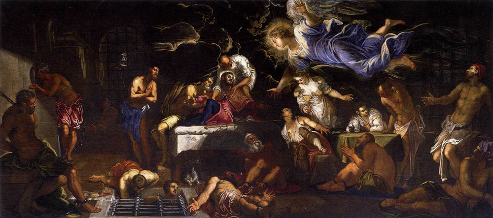 Saint Roch en prison visité par un ange - Jacopo Tintoretto image 1 tableau peint à l’huile sur toile